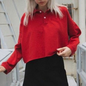 Brandy Melville Red Cropped Polo